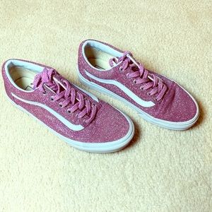 Vans Old Skool Pink and White Glitter Skate Shoes
